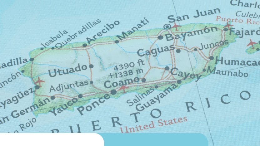 Map of Puerto Rico.