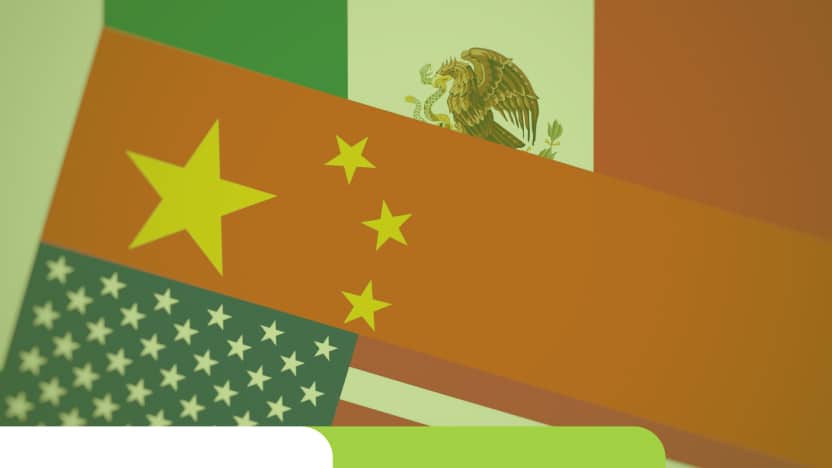 Flags of US, China, and Mexico.